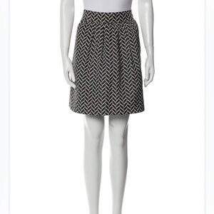 Tibi Womens A-Line Mini Skirt Pockets Woven Geometric Pattern White Black Size 6